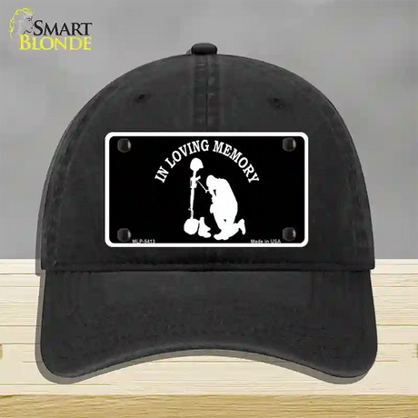 In Loving Memory Kneeling Novelty License Plate Hat Unconstructed Cotton / Black