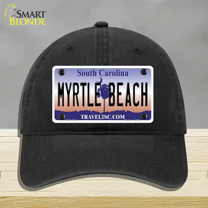 Myrtle Beach South Carolina Novelty License Plate Hat Unconstructed Cotton / Black