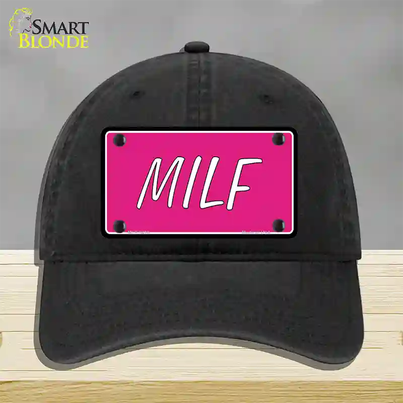 M.I.L.F Pink Novelty License Plate Hat Unconstructed Cotton / Black