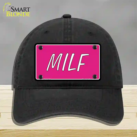 M.I.L.F Pink Novelty License Plate Hat Unconstructed Cotton / Black