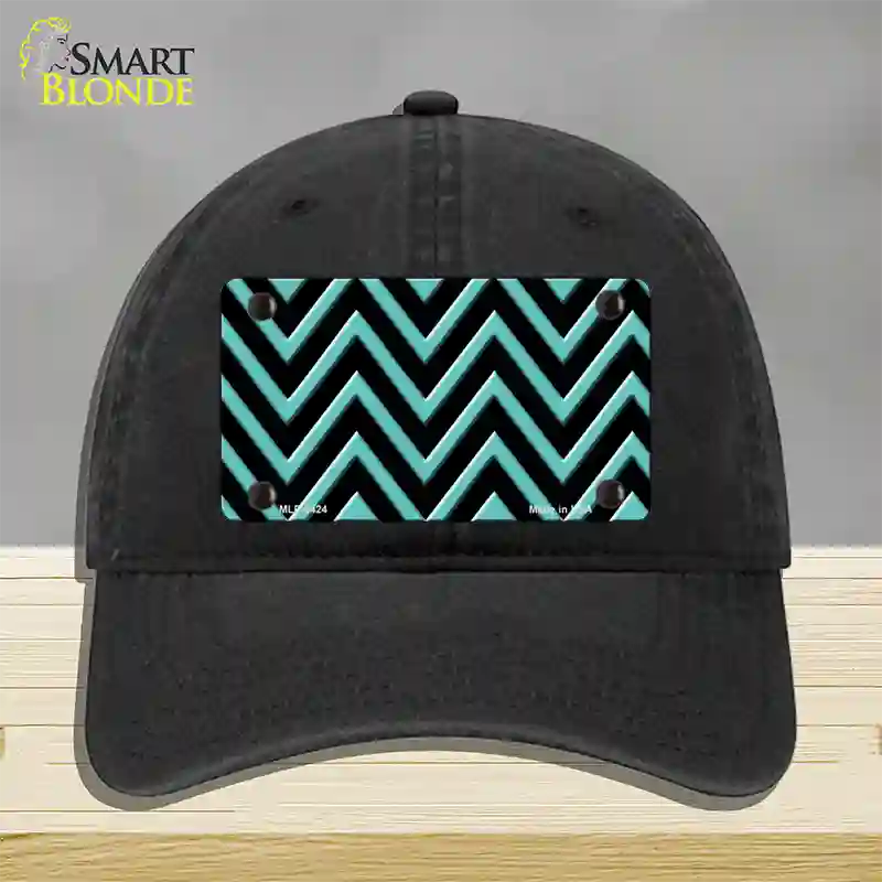 Tiffany Blue Chevron Novelty License Plate Hat Unconstructed Cotton / Black