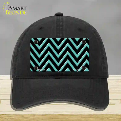 Tiffany Blue Chevron Novelty License Plate Hat Unconstructed Cotton / Black