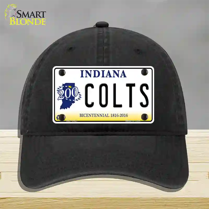 Colts Indiana Bicentennial Novelty License Plate Hat Unconstructed Cotton / Black