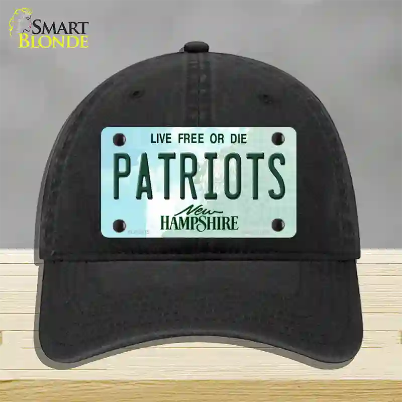 Patriots New Hampshire Novelty License Plate Hat Unconstructed Cotton / Black