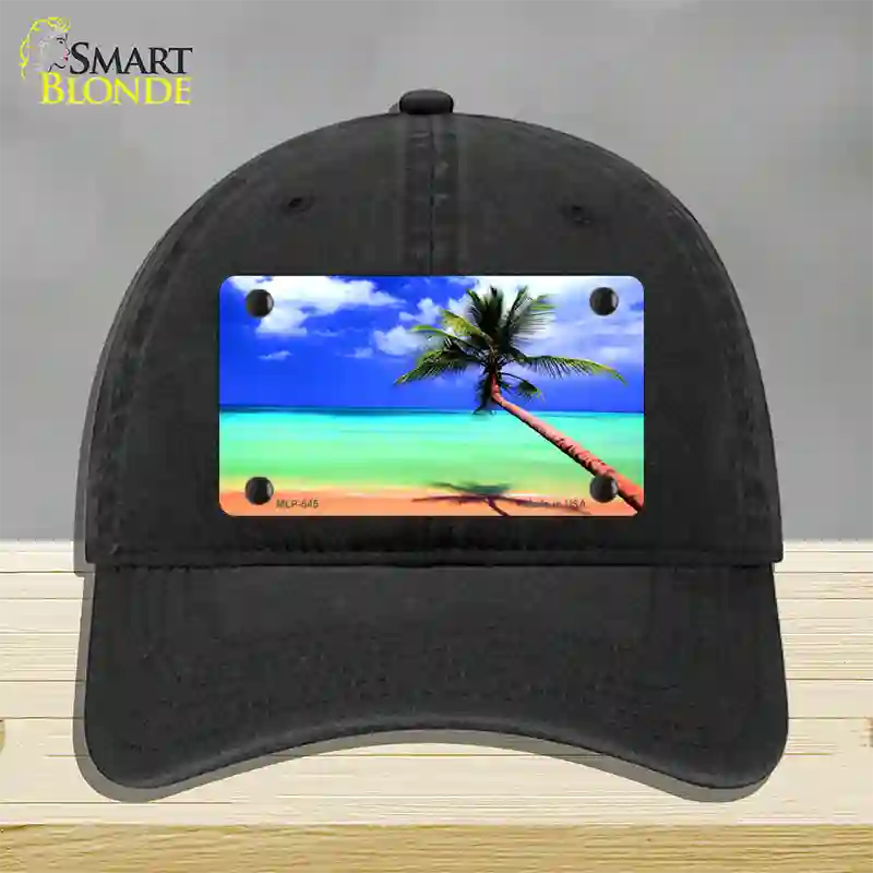 Ocean Sunrise Novelty License Plate Hat Unconstructed Cotton / Black