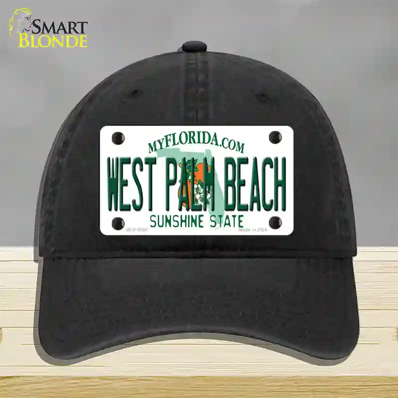 West Palm Beach Florida Novelty License Plate Hat Unconstructed Cotton / Black