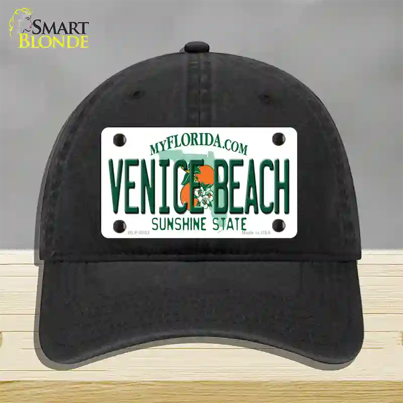 Venice Beach Florida Novelty License Plate Hat Unconstructed Cotton / Black