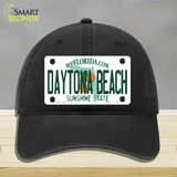 Daytona Beach Florida Novelty License Plate Hat Unconstructed Cotton / Black