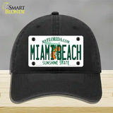 Miami Beach Florida Novelty License Plate Hat Unconstructed Cotton / Black