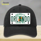 Orlando Florida Novelty License Plate Hat Unconstructed Cotton / Black