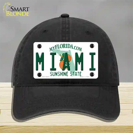 Miami Florida Novelty License Plate Hat Unconstructed Cotton / Black