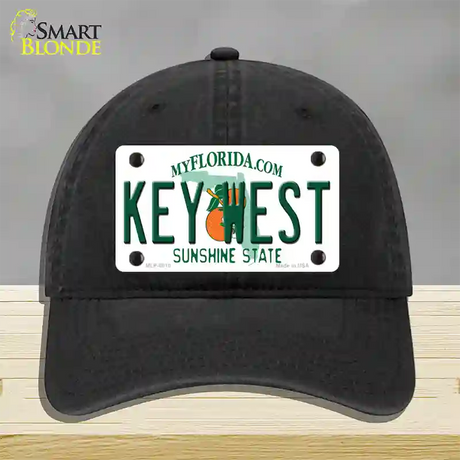 Key West Florida Novelty License Plate Hat Unconstructed Cotton / Black