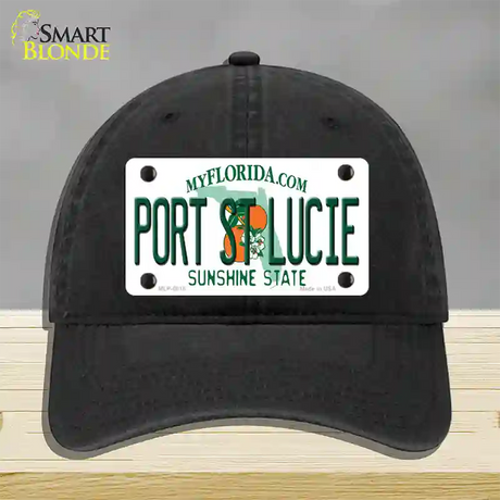 Port St Lucie Florida Novelty License Plate Hat Unconstructed Cotton / Black