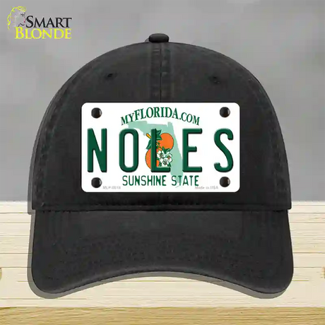 Noles Florida Novelty License Plate Hat Unconstructed Cotton / Black