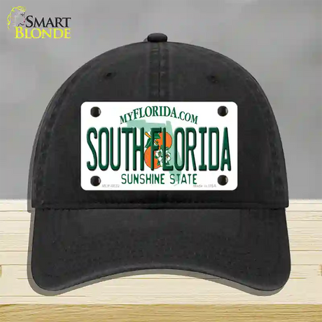 South Florida Novelty License Plate Hat Unconstructed Cotton / Black