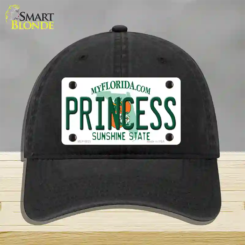 Princess Florida Novelty License Plate Hat Unconstructed Cotton / Black