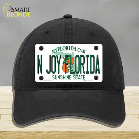 N Joy Florida Novelty License Plate Hat Unconstructed Cotton / Black