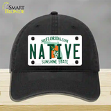 Native Florida Novelty License Plate Hat Unconstructed Cotton / Black