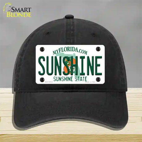 Sunshine Florida Novelty License Plate Hat Unconstructed Cotton / Black