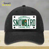 Snowbird Florida Novelty License Plate Hat Unconstructed Cotton / Black