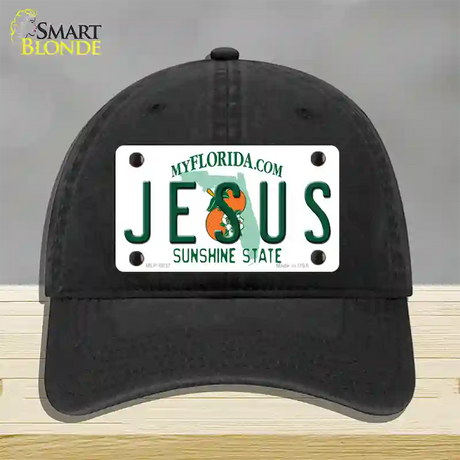 Jesus Florida Novelty License Plate Hat Unconstructed Cotton / Black