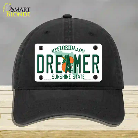 Dreamer Florida Novelty License Plate Hat Unconstructed Cotton / Black