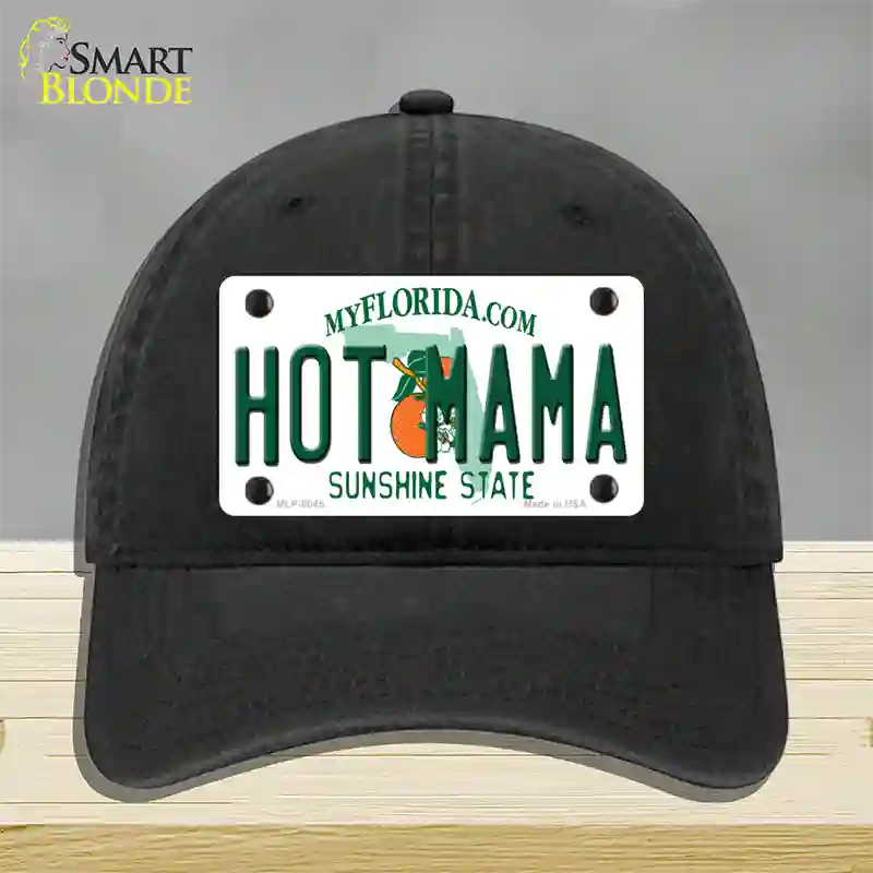 Hot Mama Florida Novelty License Plate Hat Unconstructed Cotton / Black