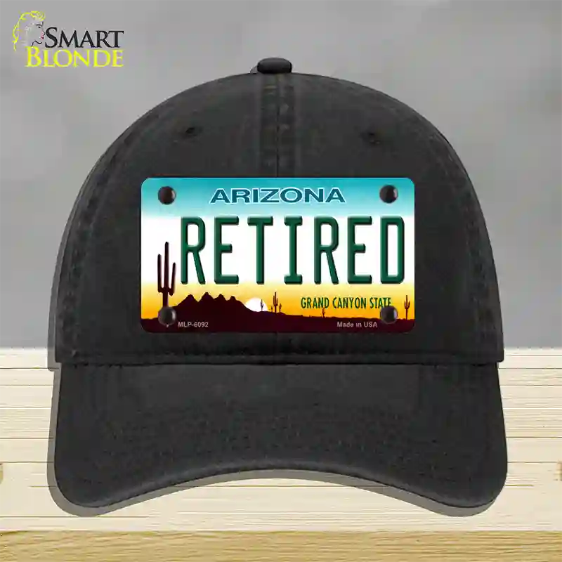 Arizona Retired Novelty License Plate Hat Unconstructed Cotton / Black