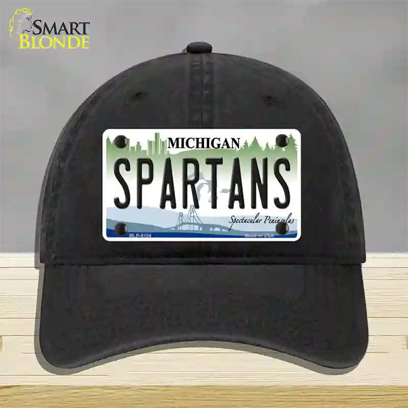 Spartans Michigan Novelty License Plate Hat Unconstructed Cotton / Black