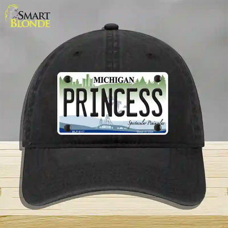 Princess Michigan Novelty License Plate Hat Unconstructed Cotton / Black