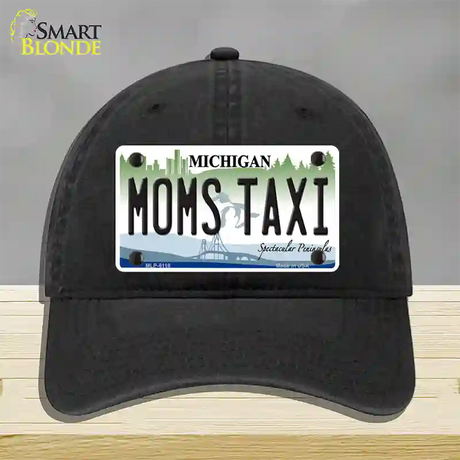 Moms Taxi Michigan Novelty License Plate Hat Unconstructed Cotton / Black