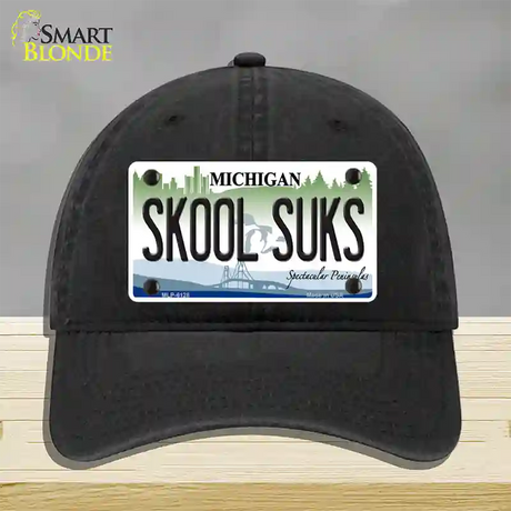 Skool Suks Michigan Novelty License Plate Hat Unconstructed Cotton / Black