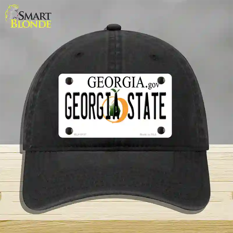 Georgia State Novelty License Plate Hat Unconstructed Cotton / Black