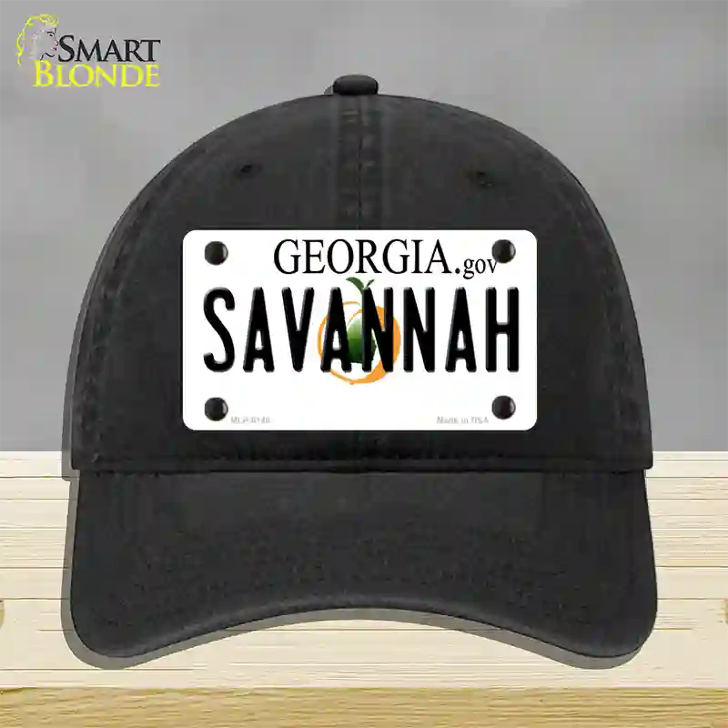 Savannah Georgia Novelty License Plate Hat Unconstructed Cotton / Black