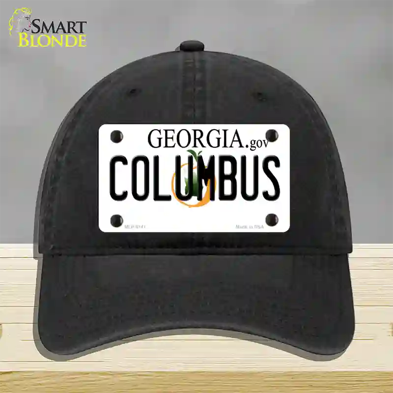 Columbus Georgia Novelty License Plate Hat Unconstructed Cotton / Black