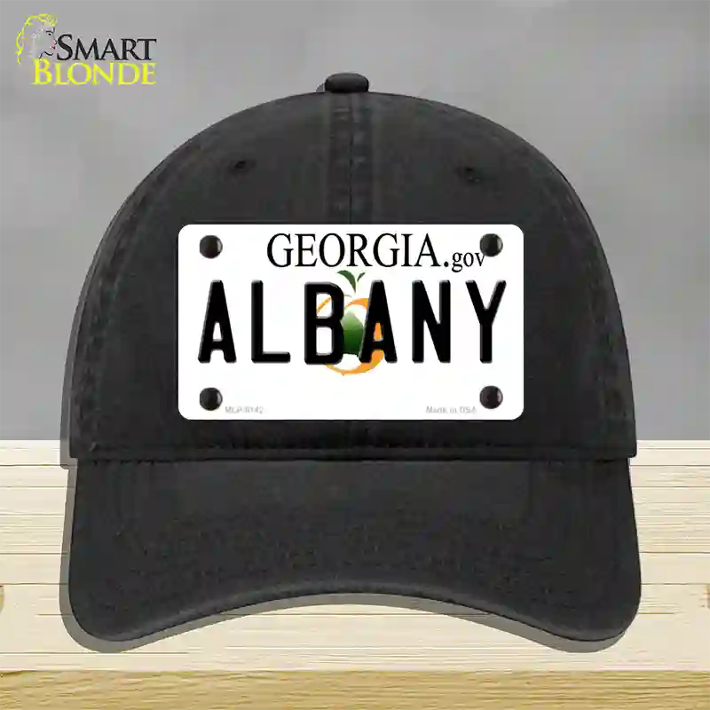 Albany Georgia Novelty License Plate Hat Unconstructed Cotton / Black