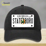 Statesboro Georgia Novelty License Plate Hat Unconstructed Cotton / Black