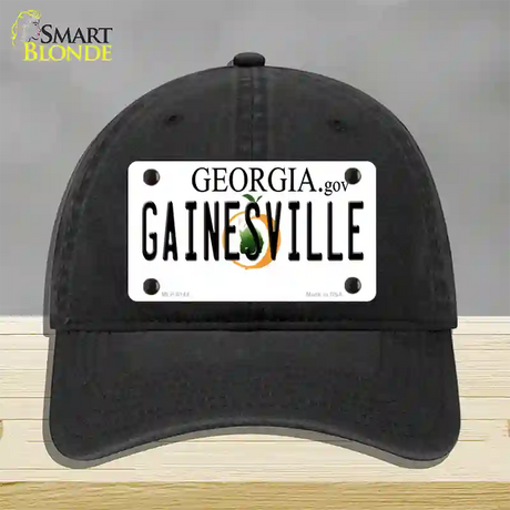 Gainesville Georgia Novelty License Plate Hat Unconstructed Cotton / Black