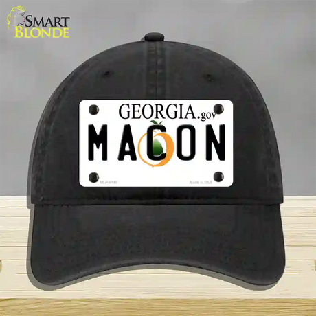 Macon Georgia Novelty License Plate Hat Unconstructed Cotton / Black