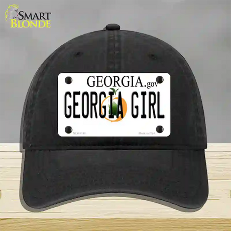 Georgia Girl Georgia Novelty License Plate Hat Unconstructed Cotton / Black