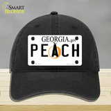 Peach Georgia Novelty License Plate Hat Unconstructed Cotton / Black