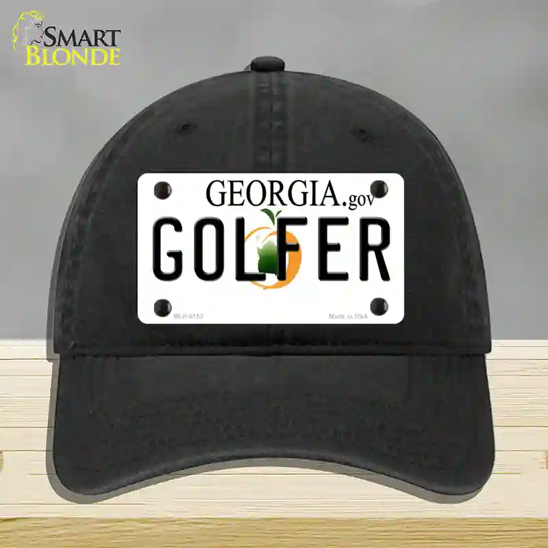 Golfer Georgia Novelty License Plate Hat Unconstructed Cotton / Black