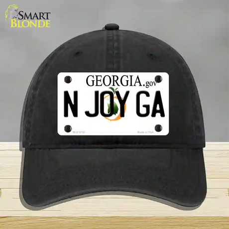 N Joy Ga Georgia Novelty License Plate Hat Unconstructed Cotton / Black