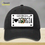 I Love Georgia Novelty License Plate Hat Unconstructed Cotton / Black