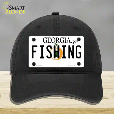 Fishing Georgia Novelty License Plate Hat Unconstructed Cotton / Black