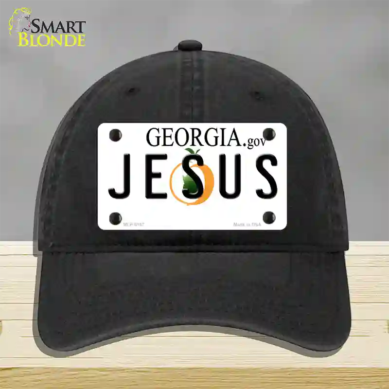 Jesus Georgia Novelty License Plate Hat Unconstructed Cotton / Black