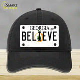 Believe Georgia Novelty License Plate Hat Unconstructed Cotton / Black