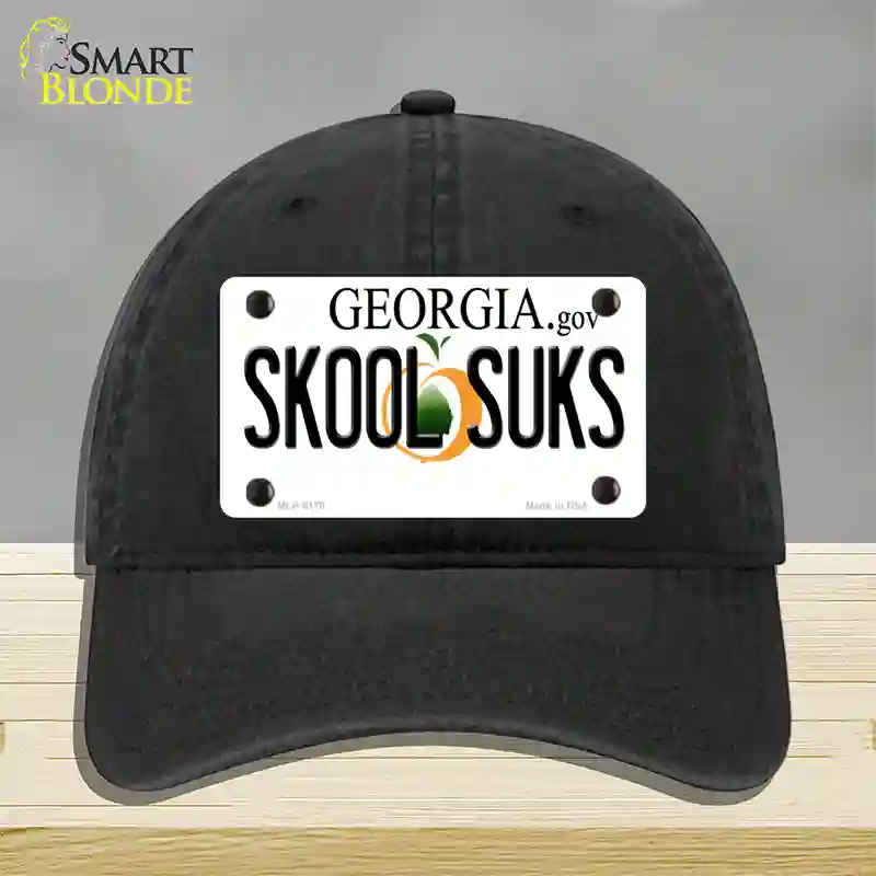 Skool Suks Georgia Novelty License Plate Hat Unconstructed Cotton / Black