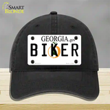 Biker Georgia Novelty License Plate Hat Unconstructed Cotton / Black