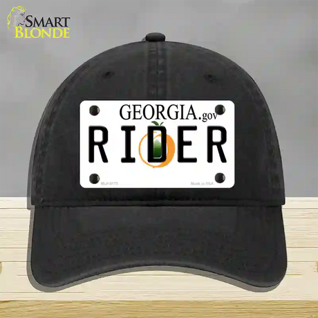 Rider Georgia Novelty License Plate Hat Unconstructed Cotton / Black